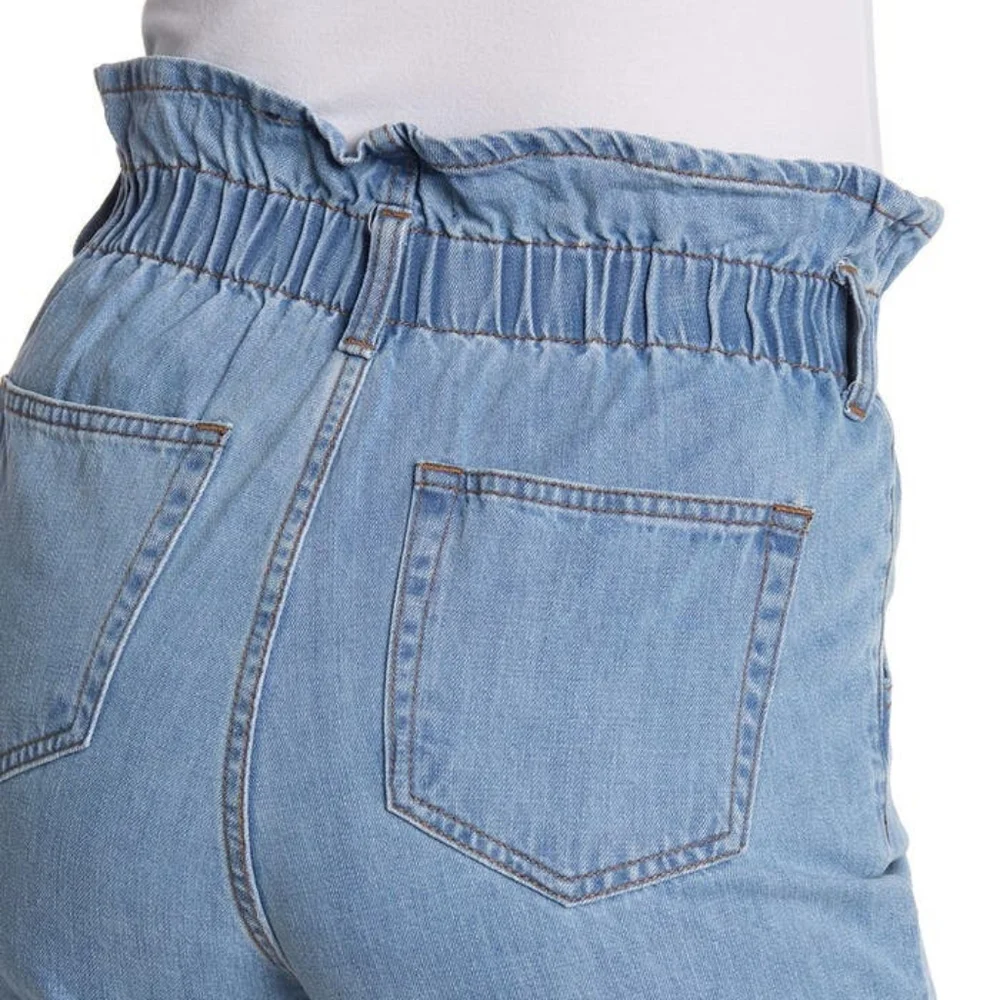 Paper bag high-waisted denim shorts - Picture 6 of 6